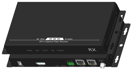 Оптоволоконный удлинитель 8K DP1.4 по одномодовому оптоволокну с двунаправленным ИК-портом и RS232, 1,5 км