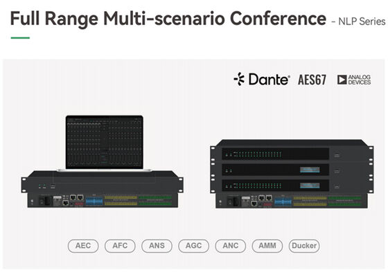 VINCAN NLP Series Conference Audio DSP Processor с автоматическим смешиванием AEC и сетевым аудио Dante/AES67